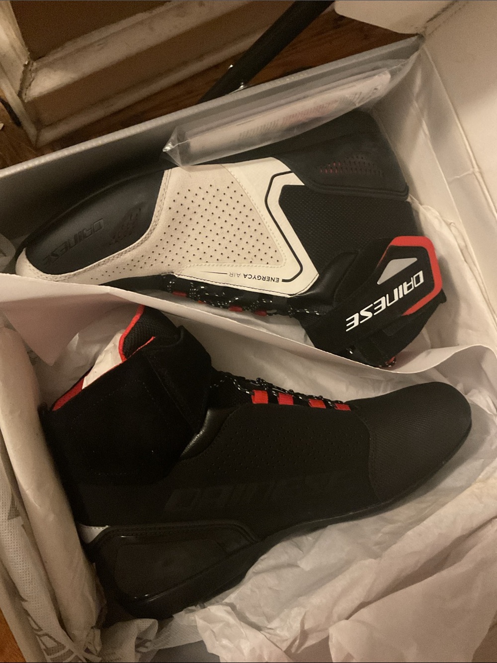 Dainese Men's Black Riding Boot with Red Accents